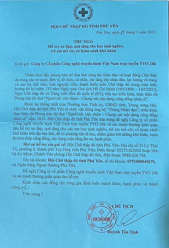 TVO tổ chức chương trình “Chắp cánh ước mơ” cho học sinh nghèo tại Phú Yên